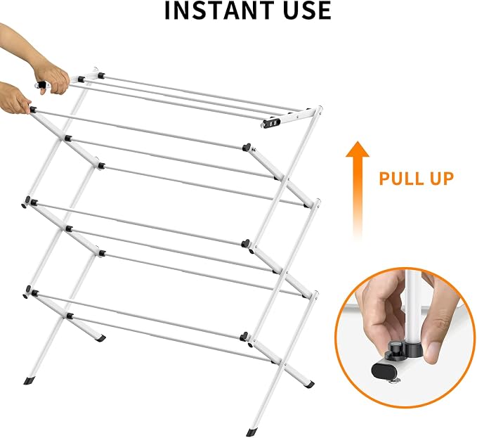 3 Tier Clothes Drying Rack, Foldable Drying Rack Clothing, Indoor & Outdoor - Image 9