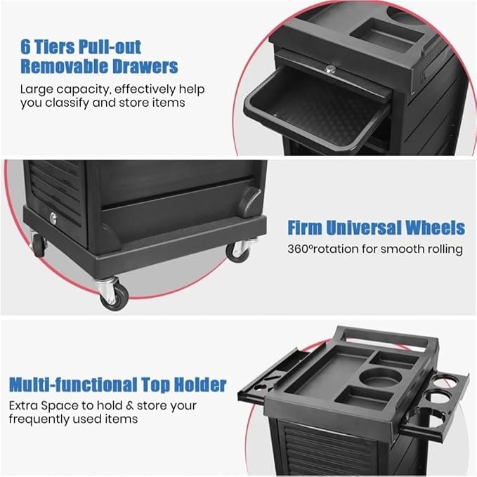 Utility Trolley Carts, Professional Locking Trolley, Salon Cart - Image 4