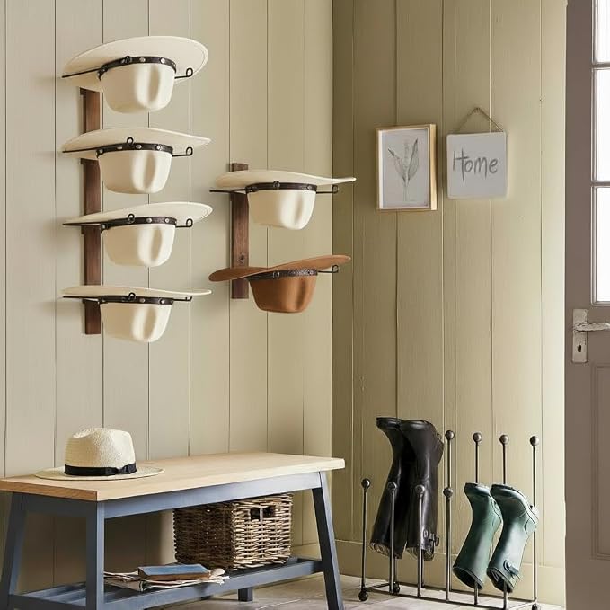 Cowboy Hat Holder, 3-Piece Wall Mount Cowboy Hat Rack - Image 7