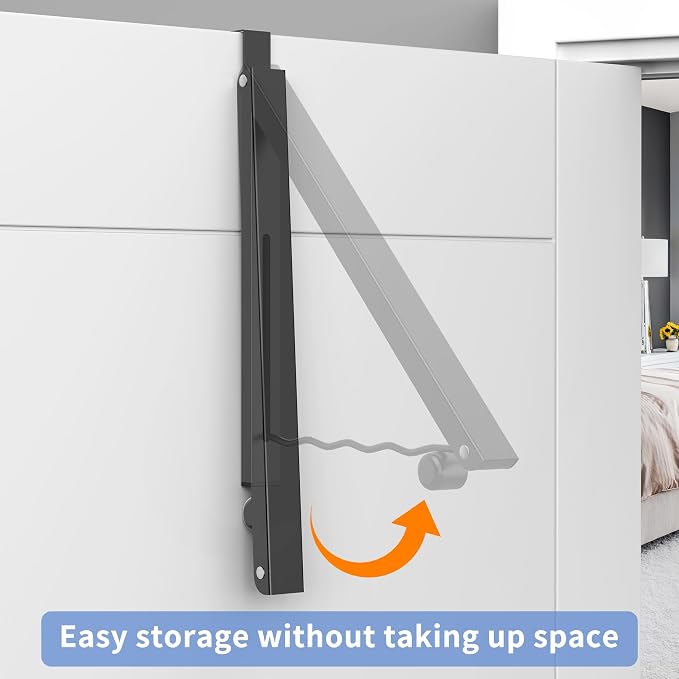 Clothes Drying Rack for Laundry Room Organization, Foldable Over The Door - Image 4