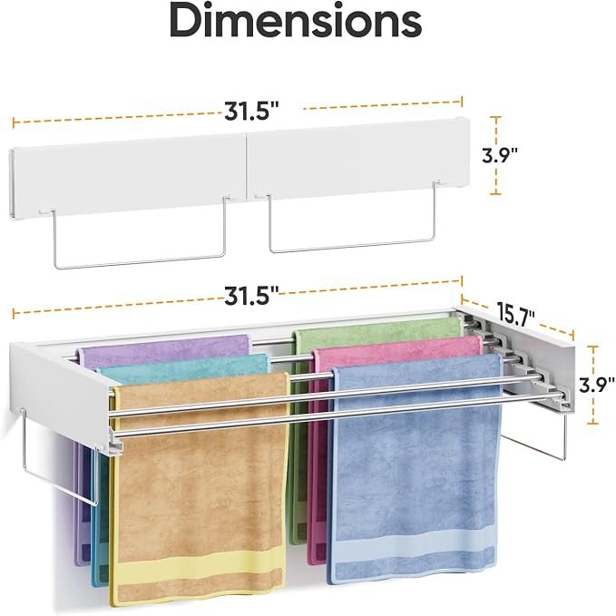 Wall Mounted Drying Rack, Laundry Clothes Drying Rack Foldable, Collapsible - Image 2