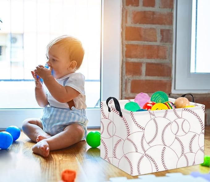 HIYAGON Rectangular Baseball Basket Kids Baby Nursery Storage Basket - Image 2