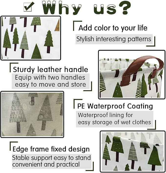 Tree basket, Laundry Basket Green Hamper Fabric Laundry Hamper, - Image 6