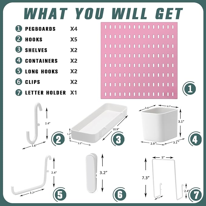 Pegboard Combination Kit, Wall Mounted Storage Set - Image 3