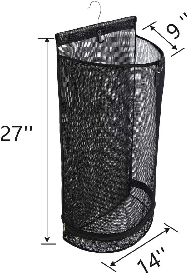 ALYER Hanging Semi Round Storage Mesh Bag, Collapsible Laundry Hamper Basket - Image 2