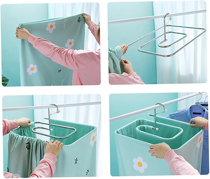 3-Piece Stainless Steel Spiral Laundry Hanger Set Windproof Blanket Rack - Image 5