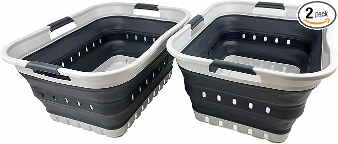 SAMMART 42L Collapsible Plastic Laundry Basket by SAMMART