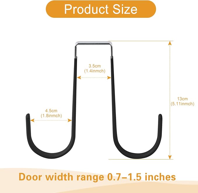 Manesi Over The Door Hooks, Soft Rubber Prevent Scratches Door Hangers Hooks - Image 2