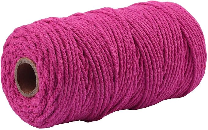 109 Yards 3mm Macrame Cotton Cord 4 Strand Twisted Twine Strings Rope by Zhiheng