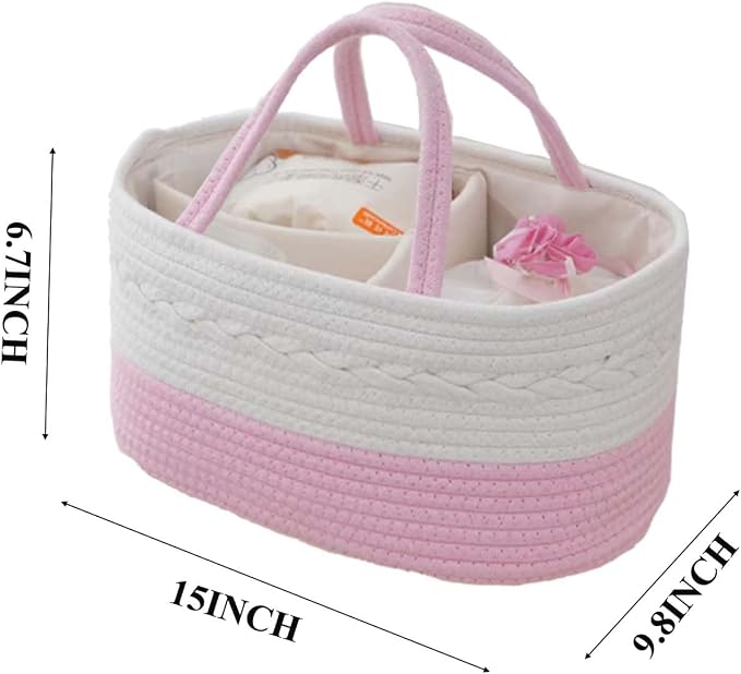 Cotton Rope Diaper Caddy Organizer, Nursery Storage Bin and Car Organizer - Image 6