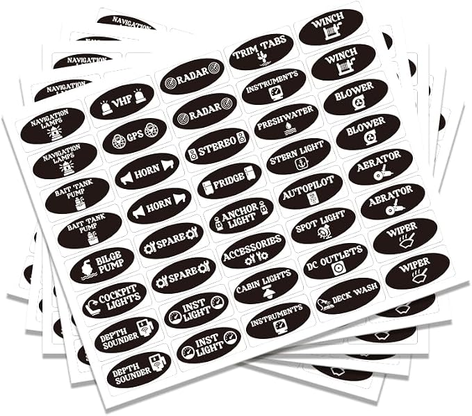 200 Pcs Boat Switch Panel Labels, Oval Marine Boat Dash Board Switch Instrument by GOMAKERER
