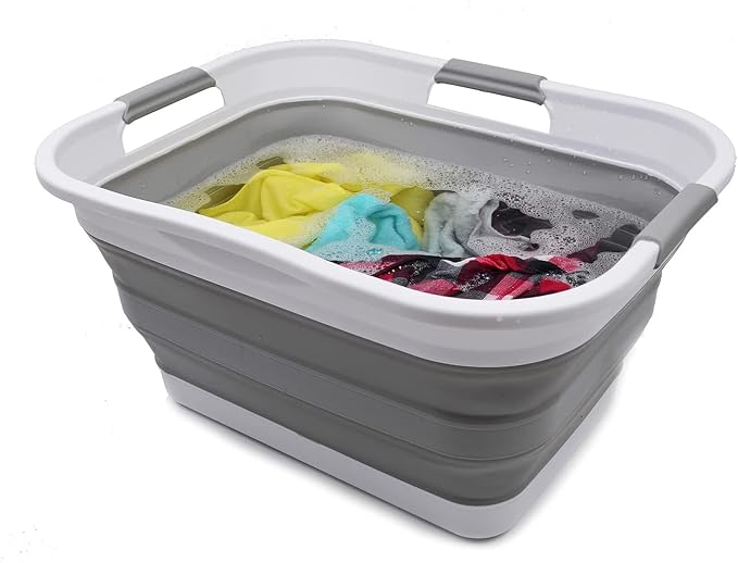 SAMMART 30L Collapsible Plastic Laundry Washing Tub- Foldable Laundry - Image 4