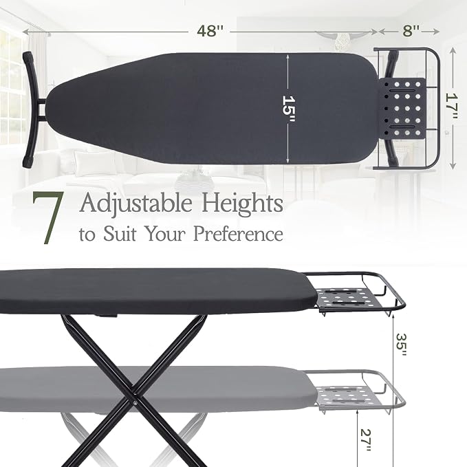 Heavy Duty Full Size Ironing Board 48"x15", BlissBoard Foldable Iron Board - Image 3