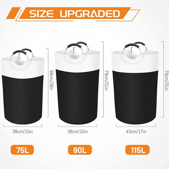 BlissTotes 90L Laundry Basket, Freestanding Laundry Hamper, Collapsible Dirty - Image 2