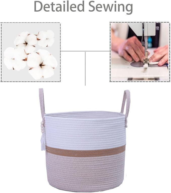 Woven Storage Basket with Handle, Nursery Hamper in Baby Nursery&Bathroom - Image 6