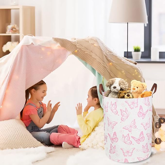 CLOCOR Pink Laundry Basket, Waterproof Nursery Hamper - Image 3