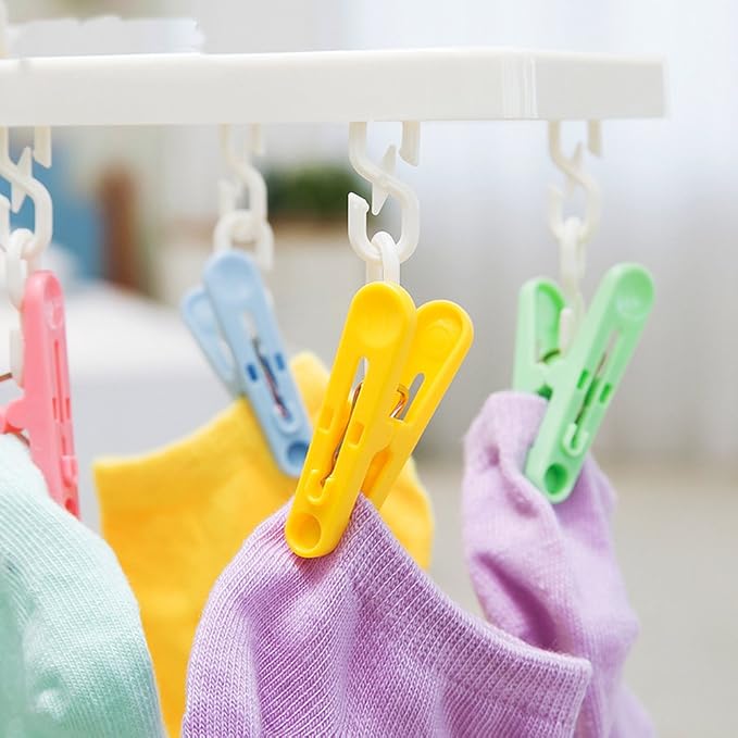 MXY Plastic Clothespins Foldable Clothes Socks Underwear Hooks Laundry Colorful - Image 6