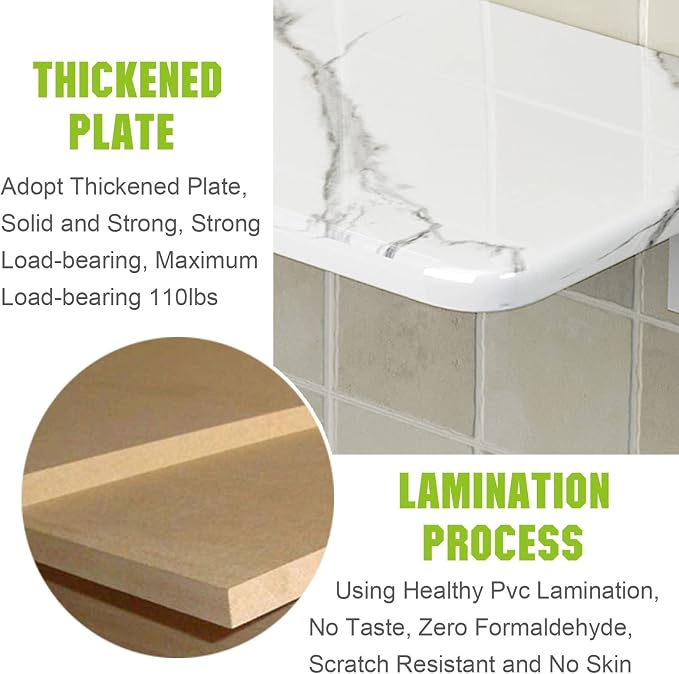 Laundry Folding Table Wall Mounted Marble Pattern Wall Table - Image 7