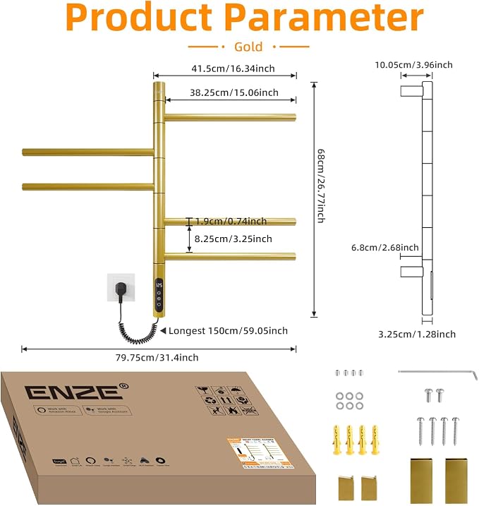 ENZE Smart Rotating Heated Towel Rack - Image 9