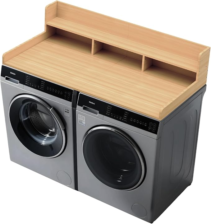 FAHKNS 2-Tier Washer Dryer Countertop, Piece-Joined Solid Wood Laundry Topper by FAHKNS