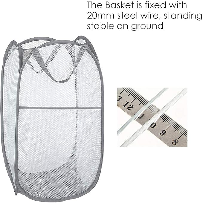 WD&CD 2PCS Laundry Baskets Foldable Pop Up Mesh Washing Laundry Basket Bag Bin - Image 6