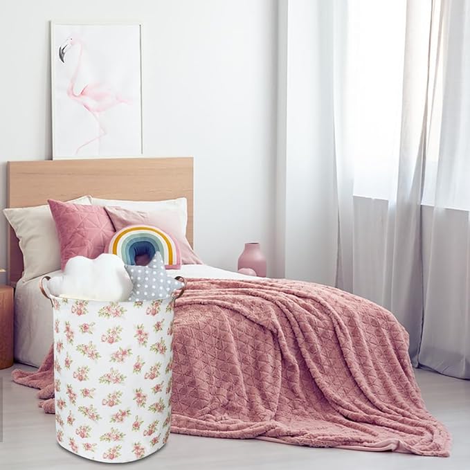 Pink Flower Laundry Hamper, laundry Basket, Nursery Hamper, Waterproof Storage - Image 4