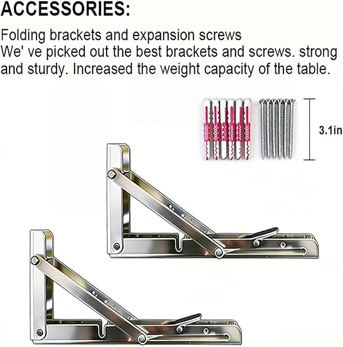 Wall Mounted Folding Table, Stainless Steel Bracket Laundry Folding Table - Image 8