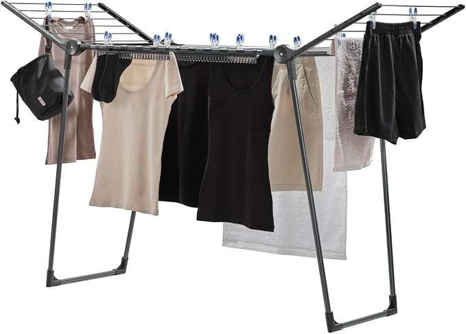 Leifheit Pegasus 150 Solid Slim Black Edition Clothes Airer, Stable Tumble Dryer by LEIFHEIT