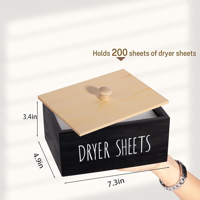 zoocatia Laundry Room Decor Dryer Sheet Container Wood Detergent Dispenser - Image 3