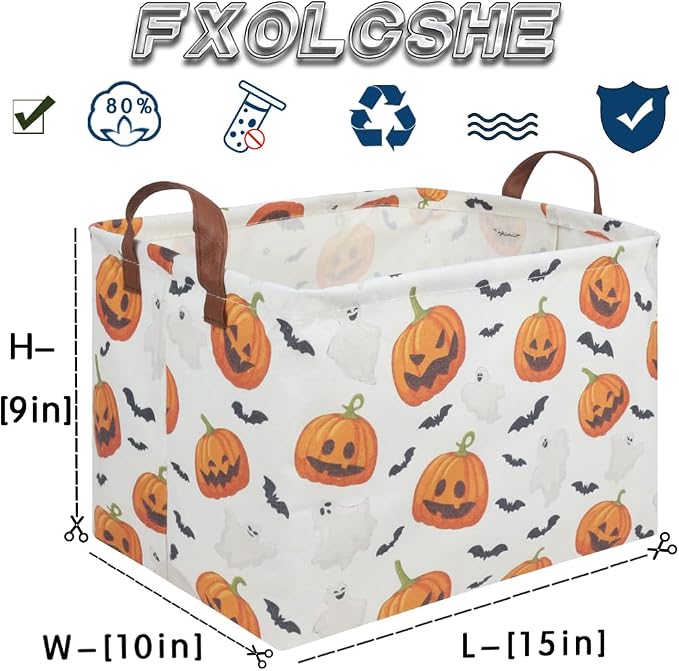 Rectangular Halloween Basket, Halloween ghost storage basket Collapsible toy - Image 7
