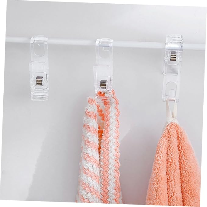 Ciieeo 4pcs Multi-Functional Bathroom Clips Hooks Plastic Laundry Hooks Clips - Image 9