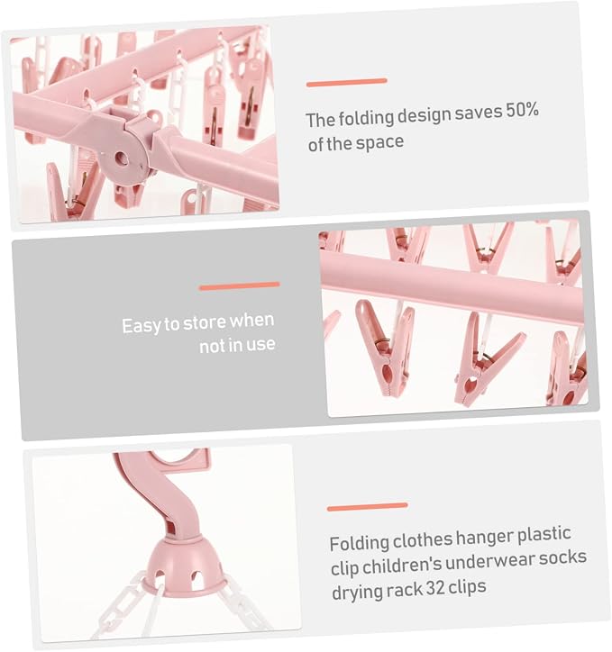 Foldable Drying Rack with Clips Space-Saving Laundry Hanger - Image 2