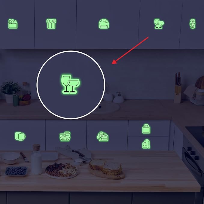 52 PCS Kitchen Labels Kitchen Cabinet Glow in The Dark Decals Kitchens Closet - Image 9