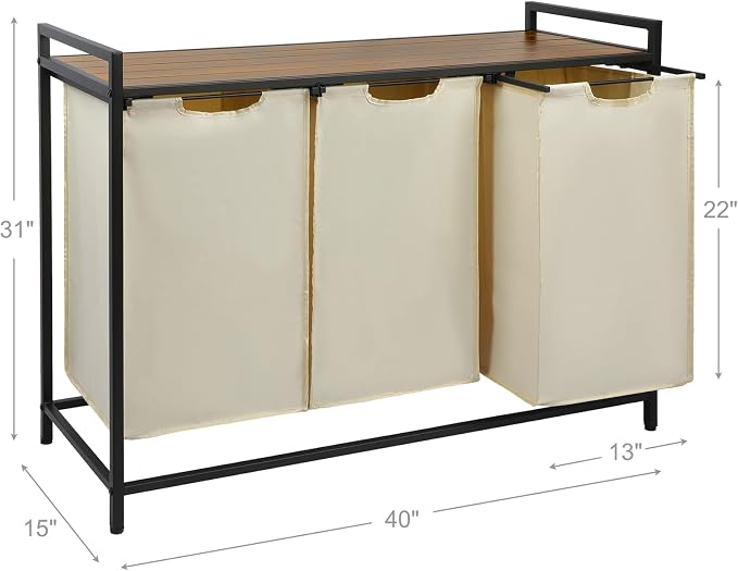 Pull Out Laundry Hamper 3 Compartment Laundry Sorter - Image 2