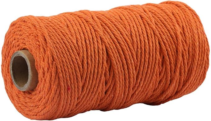 109 Yards 3mm Macrame Cotton Cord 4 Strand Twisted Twine Strings Rope by Zhiheng