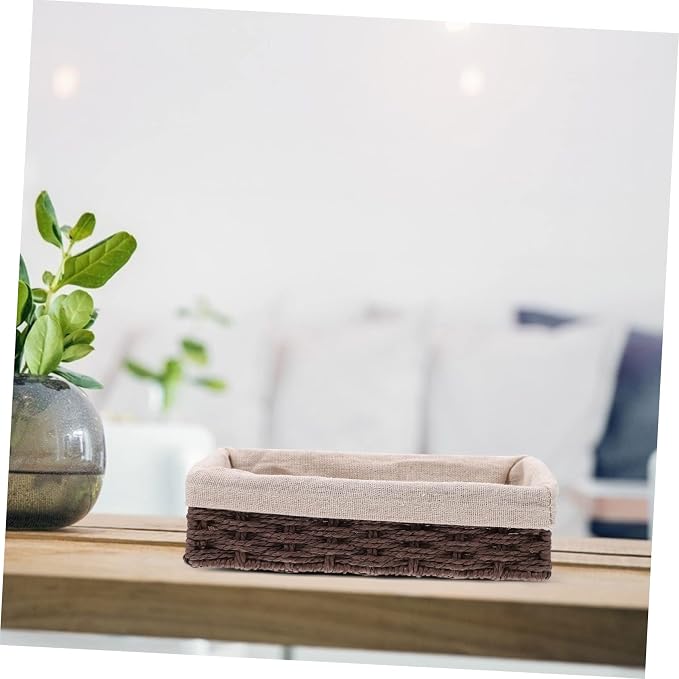 1pc Hand-woven Storage Boxes Desktop Glove Box Compartmentalized Organizer - Image 4