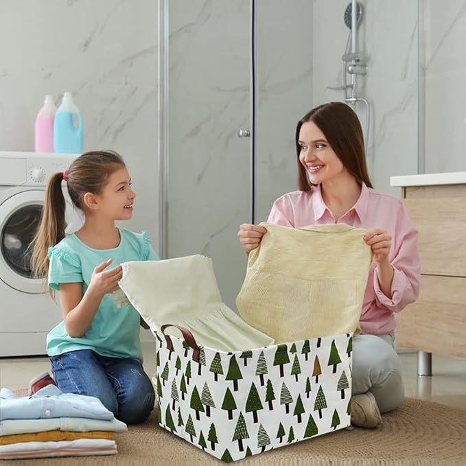 Tree basket, Laundry Basket Green Hamper Fabric Laundry Hamper, - Image 2