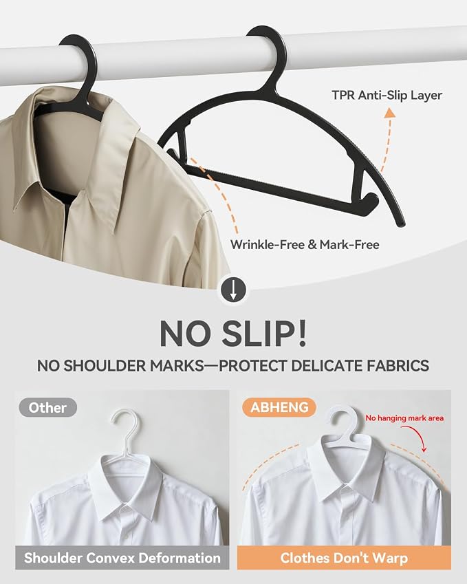 30 Pack Clothes Hangers, Non Slip Heavy Duty Plastic Hangers, Space Saving - Image 5