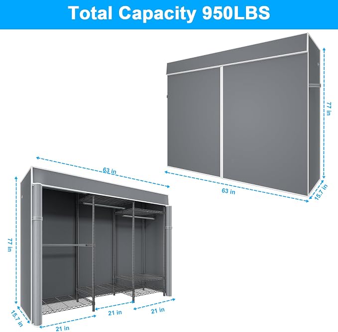 Ulif E13C Heavy Duty Closet Organizer System，Freestanding Clothing Racks - Image 2