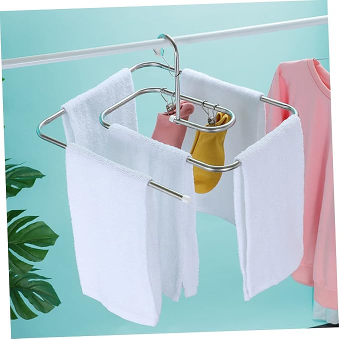 3-Piece Stainless Steel Spiral Laundry Hanger Set Windproof Blanket Rack - Image 6