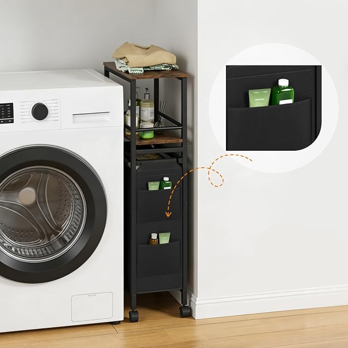 Slim Laundry Hamper with Shelf, 40L Rolling Laundry Basket with Wheels - Image 3