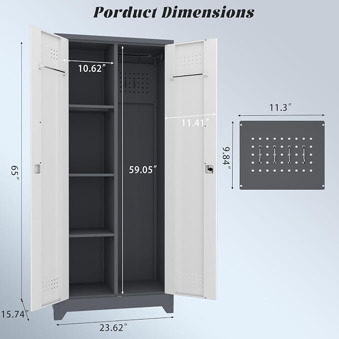 Metal Storage Cabinet with Lock, Locking Metal Cabinet Heavy Duty - Image 3