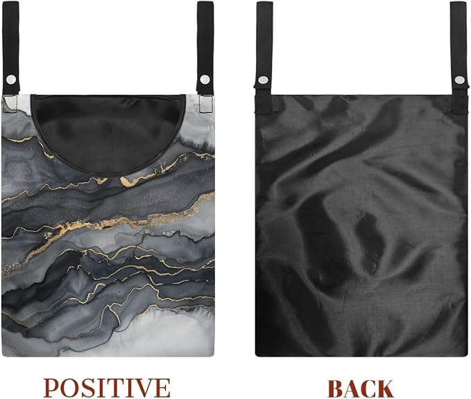 Black Marble Clothespin Bag Large Capacity Hanging Storage Reusable Dust-Proof - Image 7
