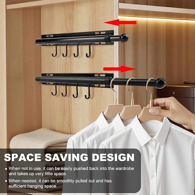 Valet Rod for Closet Pull Out, Retractable Slide Out Valets Rod Closet - Image 7