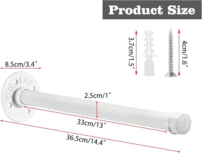 Sumnacon 2 Pcs 14 Inch Industrial Pipe Clothes Bar - Image 3