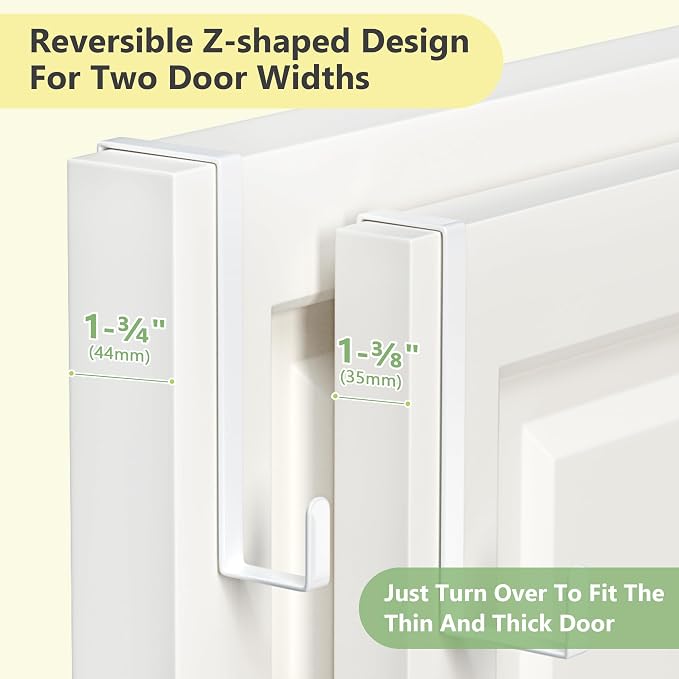 Updated 6" Over The Door Hooks Fit Almost All Doors up to 1-3/4", Widen Metal - Image 3