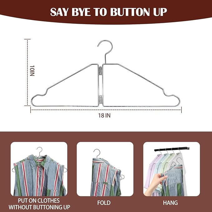 4 Pack Space Saving Hangers for Clothes, Foldable Metal Hangers, Collapsible - Image 2