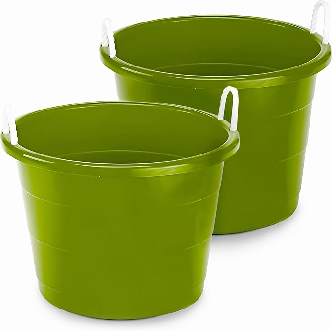 HOMZ 2-Pack Utility Tub, Large Plastic Storage Bucket by Homz