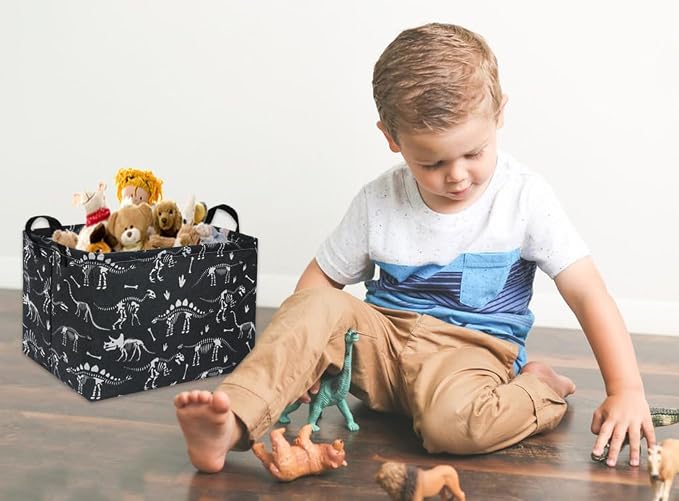 HIYAGON Rectangular Dinosaur Basket Empty Cute Storage Bin Organizer Box - Image 4
