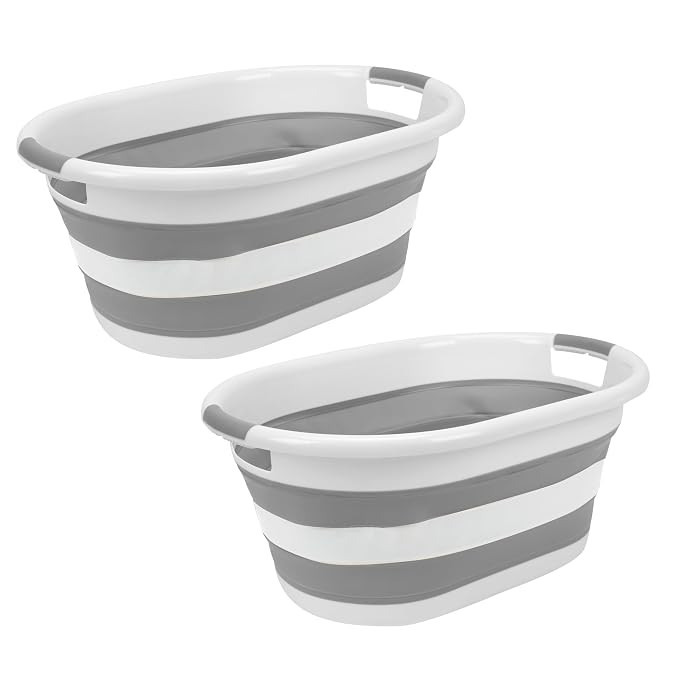 2pk Collapsible Laundry Basket | Portable | Space Saver Storage | Hold 2 Loads by Simplify